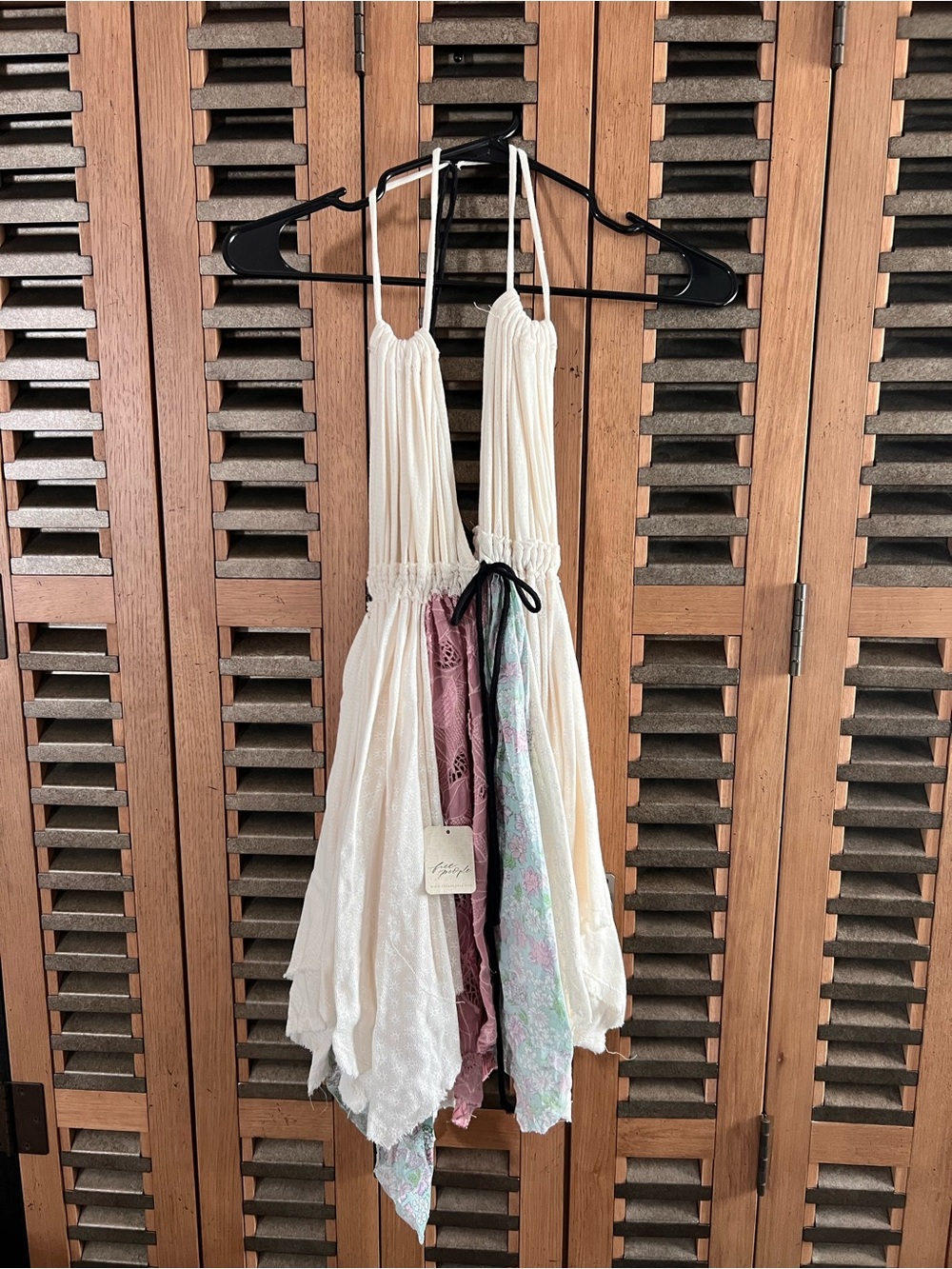 Free People Cream Halter Tunic with Pink and Mint Panels